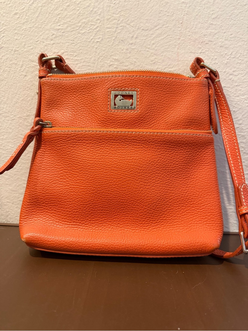 Dooney & Bourke Orange Pebbled Leather Crossbody